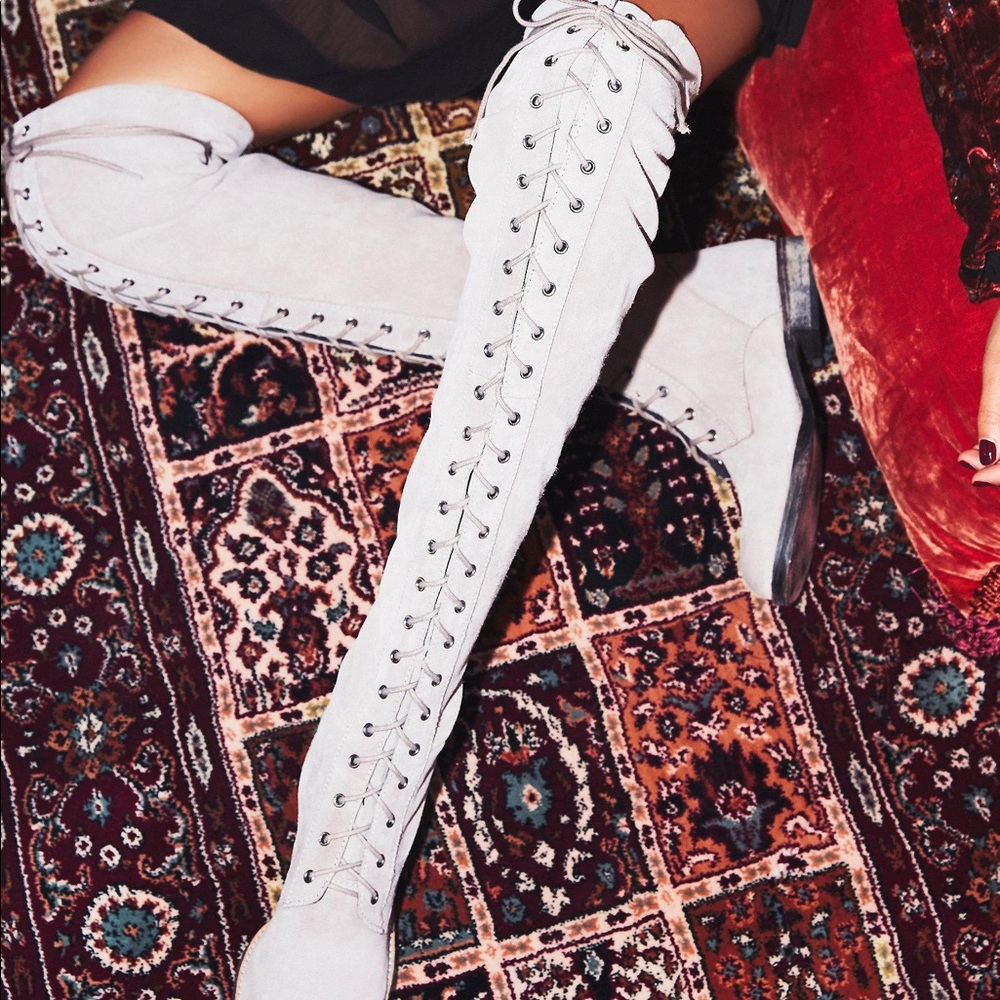 FreePeople Tennessee LaceUp Suede Thigh High Boots